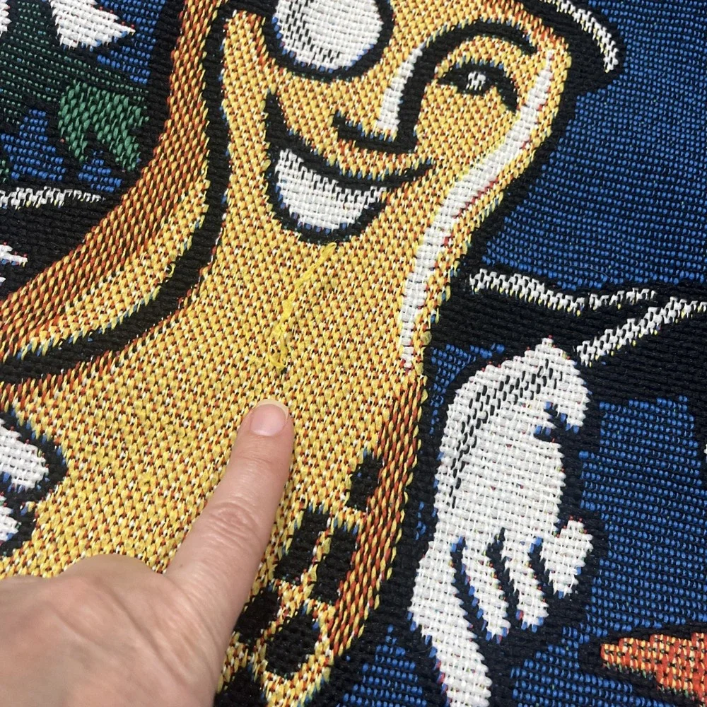 Rare Mr Peanut Throw‎ Blanket Planters Christmas Snowman Woven Tapestry 55 X 45